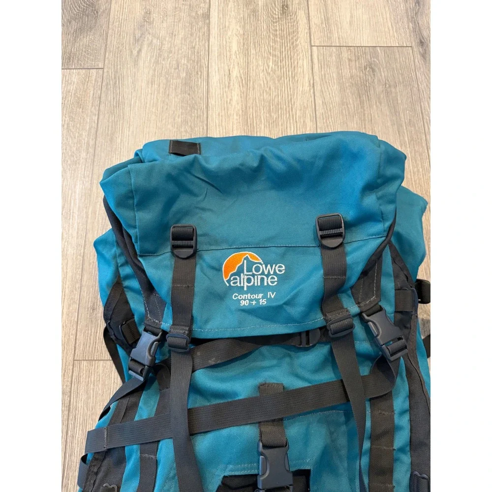 Lowe Alpine Contour IV 90+15 Backpacking Pack Teal Black Hiking Expedition Bag